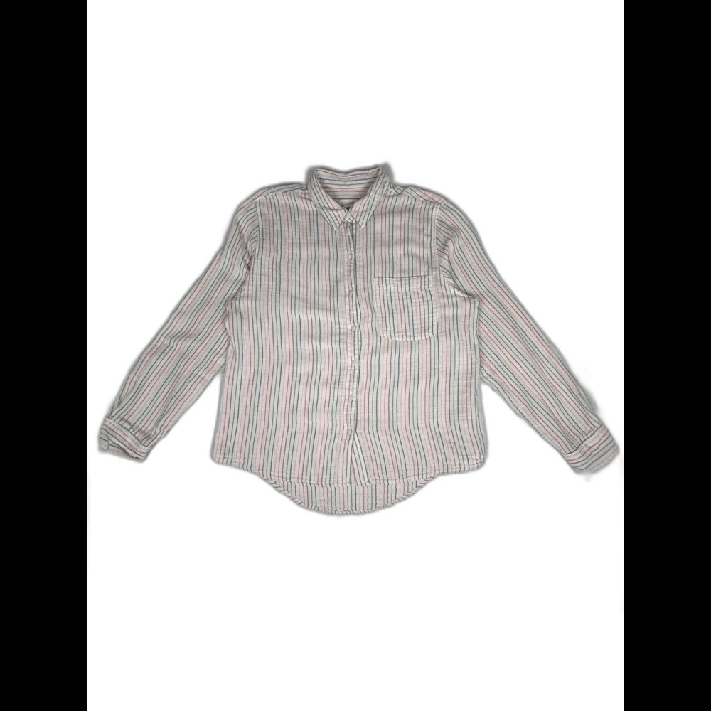 Universal Thread collar button up striped cotton gauze long sleeve shirt Sz M